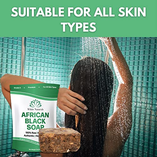 Raw African Black Soap 1lb Bar, for Dry Skin and Skin Conditions, Pure & Natural Ingredients, Imported From Ghana