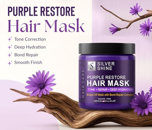 Purple Hair Mask for Gray & Silver Hair – Deep Conditioning Toner, 8oz