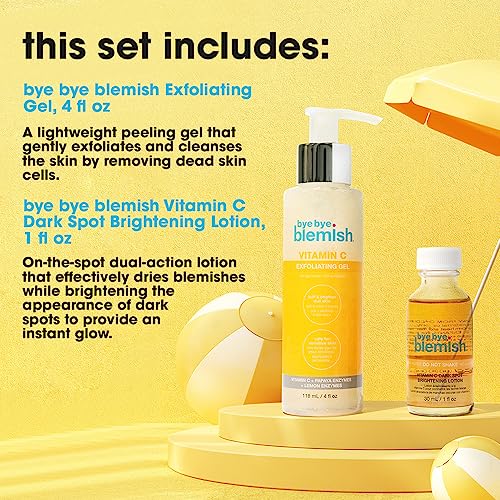 Bye Bye Blemish Vit C Dark Spot Lotion and Vitamin C Exfoliating Gel for Skin Brightening and Blemishes Removal