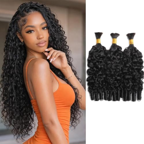 Burmese Curly Human Hair Braiding Bundles 22" 180g