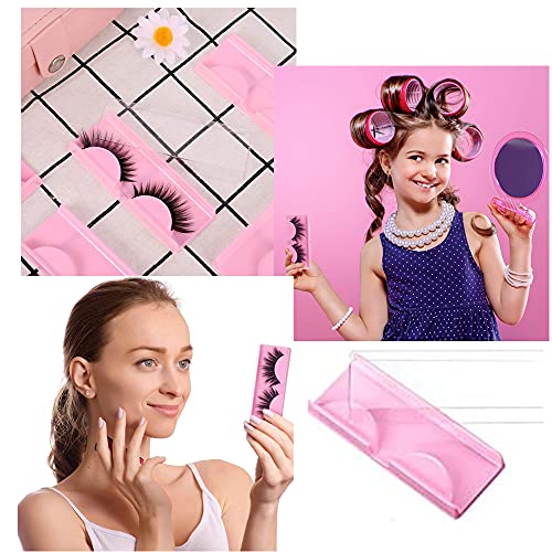 50Pcs False Eyelash Case Lash Boxes Packaging Wholesale Eyelash Holder Storage Box Empty Plastic Case Unit Container Makeup Organizer for Cosmetic Tools(Pink3.26* x 1.22 x 0.39in)