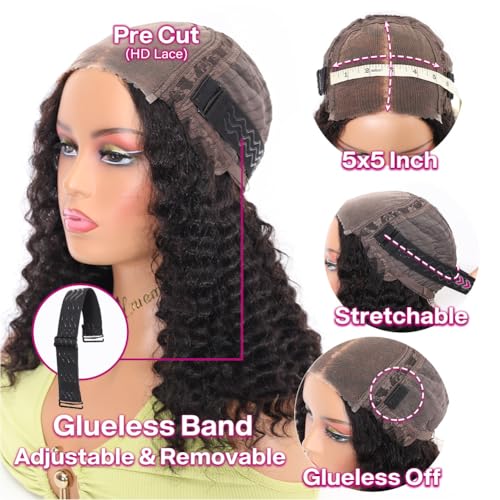 Deep Wave Human Hair Bob Wig 12 Inch HD Lace Front Curly Wigs for Black Women