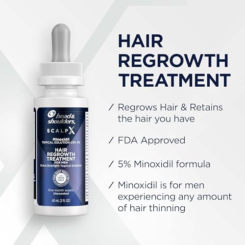 Head & Shoulders Scalp X 5% Minoxidil for Men, Hair Regrowth Treatment for Thinning Hair and Hair Loss, Topical Solution, 3 Month Supply, Non-Greasy Formula, 2 Fl Oz Each, 3 Pack