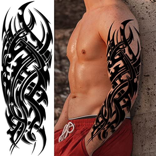 Tribal Totem Full Sleeve Temporary Tattoos for Men & Women, 8-Sheet