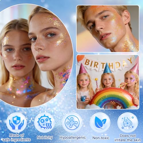 Blue Holographic Glitter Stick - Waterproof Shimmer for Face & Body