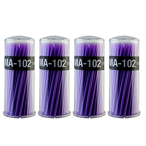 400 PCS Micro Applicator Brushes Dental Brush - Yookat Disposable Micro Applicator Brushes for Eyelash Extensions and Oral Using Micro Brushes Bendable Microfiber Applicators Purple