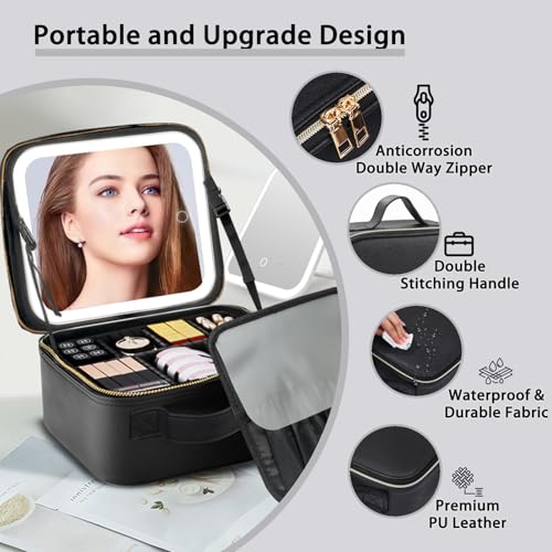 LED Makeup Bag with Mirror & Adjustable Dividers