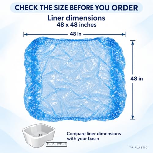 Disposable Pedicure Liners for Feet 48x48 in Blue, 400 Pack - TP Plastic