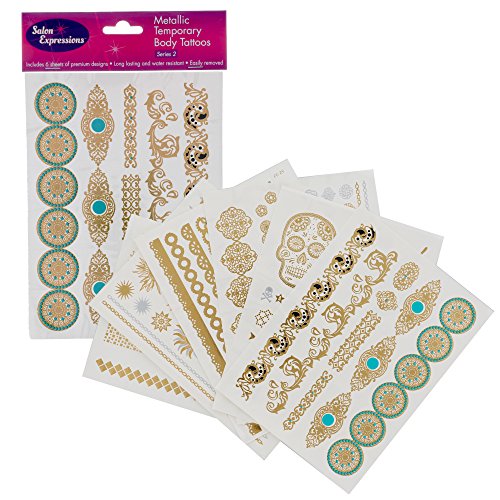 Gold & Silver Metallic Temporary Tattoos Set of 6