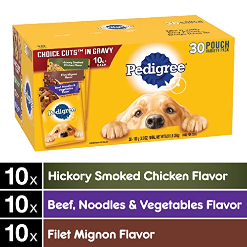 PEDIGREE CHOICE CUTS IN GRAVY Adult Soft Wet Dog Food 30-Count Variety Pack, 3.5 oz Pouches