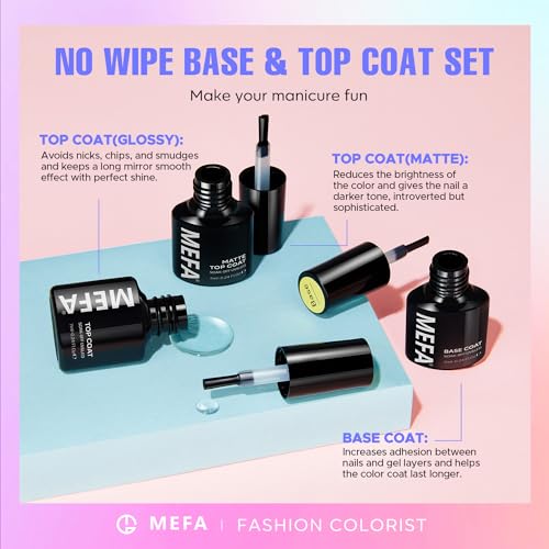 MEFA 23 PCS Gel Nail Polish Set, 20 Colors Neon Gel Polish with Glossy & Matte Top Base Coat, Summer Gel Nail Polish Colors Bright Yellow Hot Pink Navy Blue Green Nails Gifts for Women DIY Salon Home