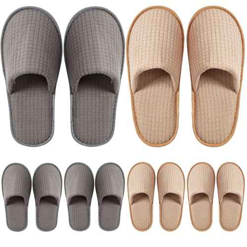 DECOUE 6 Pairs Disposable Slippers for Guest, Non Slip Spa Slides Washable Reusable House Shoes Hotel Indoor Slippers for Women Men, Home,Travel