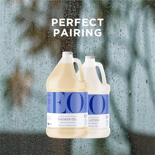 EO Shower Gel Body Wash Refill, 1 Gallon, French Lavender, Organic Plant-Based Skin Conditioning Cleanser with Pure Essentials Oils