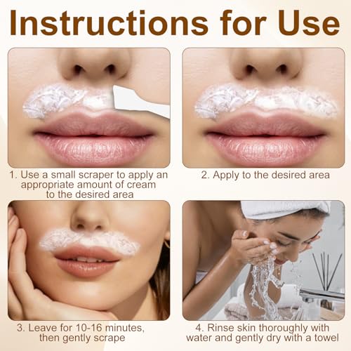 Women’s Coconut Oil Facial Hair Removal Cream - Gentle, Moisturizing, 3.52oz