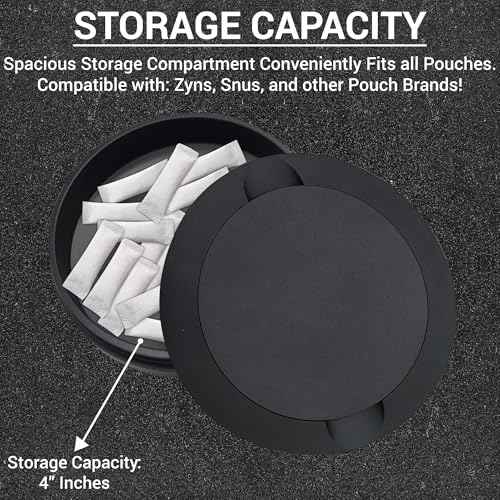 Matte Black Metal Zyn Pouch Container ? Dual Compartment Storage Tin with Secure Lid