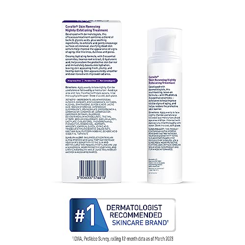 CeraVe Nightly Exfoliating Treatment Serum, 5% Glycolic & Lactic Acid, 1.7 Oz