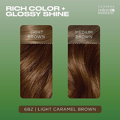 Clairol Natural Instincts Demi-Permanent Hair Dye, 6BZ Light Caramel Brown Hair Color, Pack of 3