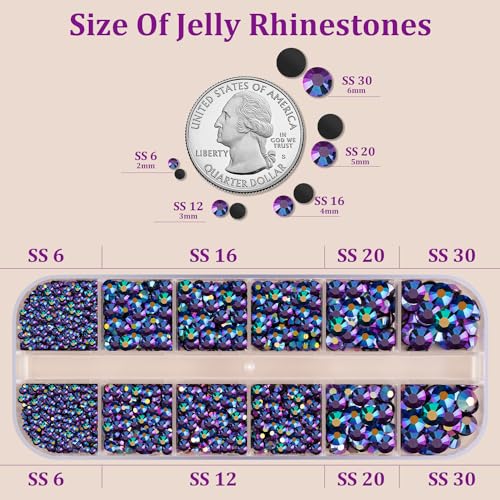 TINKRSTUFF Purple Black AB Flatback Rhinestones with Glue Kit for Crafting, Jewelry, Nails - Small Pack