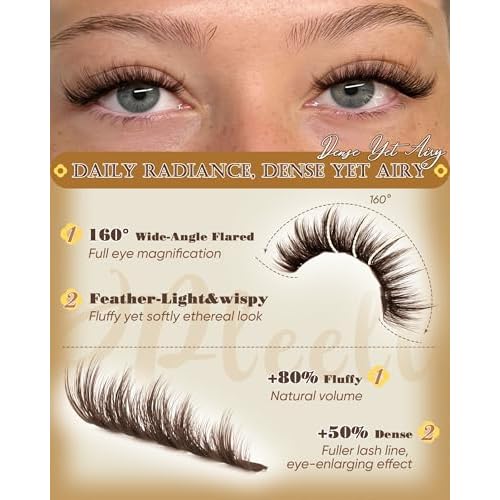 Brown Lash Clusters Fluffy Eyelash Clusters Natural Cluster Eyelashes Extensions 12-18MM D-Curly Manga Cluster Lashes Wispy False Lashes Clusters