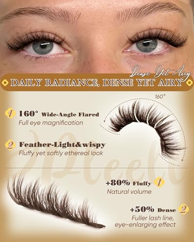 Brown Fluffy Lash Clusters 12-18MM D-Curly Extensions