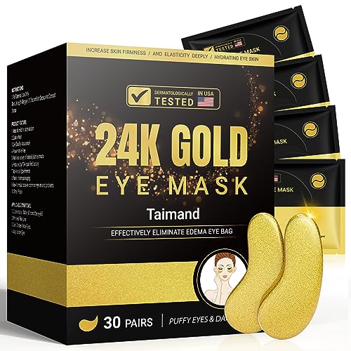 Taimand 24K Gold Under Eye Patches - 30 Pairs for Dark Circles