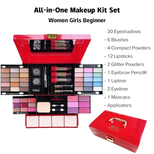 58 Colors Professional Makeup Kit with Eyeshadow, Blush & Lipstick