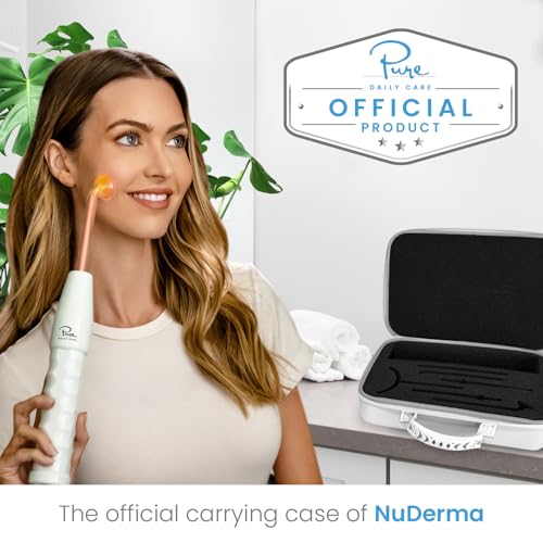 NuDerma Official Carrying Case for High Frequency Wand - Holds All Attachments - Portable for Travel - Compatible with All Nuderma Models - Padded Storage and Travel Case