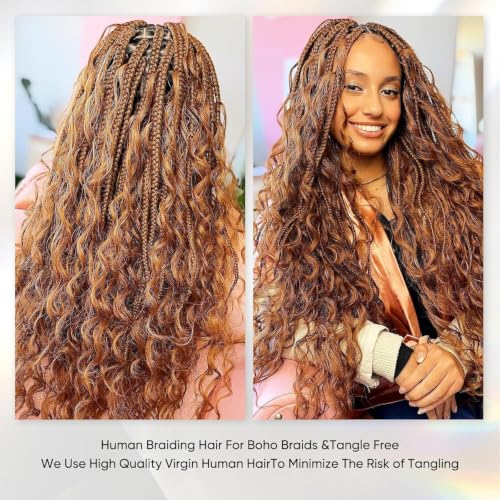 22 Inch Honey Blonde Deep Wave Human Braiding Hair 100g