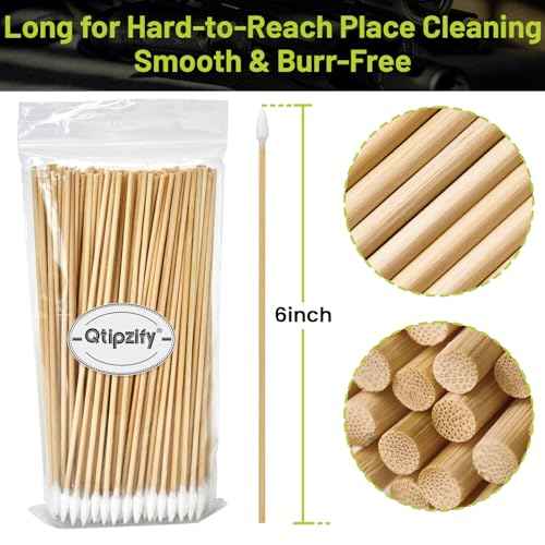 500/1000 pcs Gun Cleaning Swabs in Storage Case - 6 Inch Bamboo Handled Pistol Cleaning Swabs