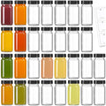 30 Pack 2 oz Glass Shot Bottles w/ Black Lids & 30 Labels - Small Clear Jar for Ginger, Wellness Shot, Juice, Sample, Whiskey - Travel Essentials Mini Bottles - Wide Mouth, Leakproof, Dishwasher Safe