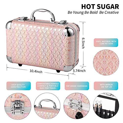 Hot Sugar Pink Heart All-In-One Makeup Set for Teen Girls with Travel Case