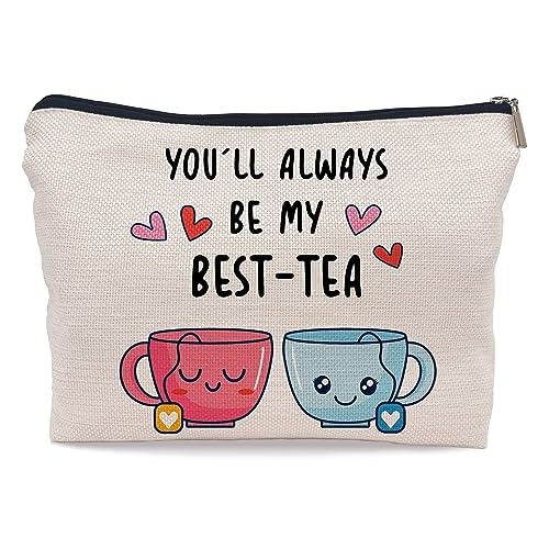 Ayxvt Bestie Gifts for Women,Bestie Gifts Makeup Bag,Friend Gifts,Friendship Gifts for Women Friends,You'll Always Be My Best-Tea Small Makeup Bag,Cosmetic Bags