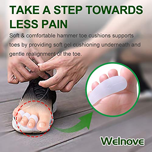Welnove Hammer Toe Pads - 4 Pcs Gel Toe Support Cushions