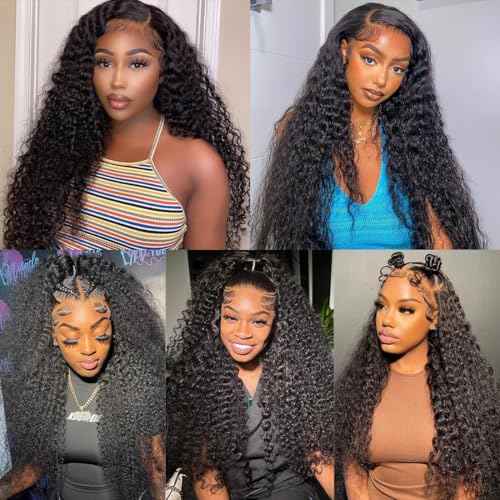 26 Inch Deep Wave Lace Front Wigs Human Hair Wigs for Women 13x6 Deep Curly Lace Frontal Wigs Human Hair 250 Density HD Lace Front Wigs Human Hair Pre Plucked with Baby Hair