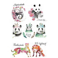Watercolor Animal Temporary Tattoos - 3 Sheets Panda Elephant Fox