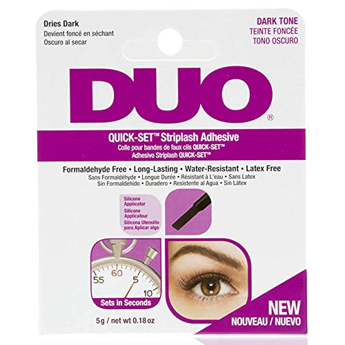 DUO Quick-Set Strip Lash Adhesive - Dark Tone, Quick-Drying, Long-Lasting, Water-Resistant Lash Glue for Strip & Individual Lashes, 0.18 oz, 1-Pack