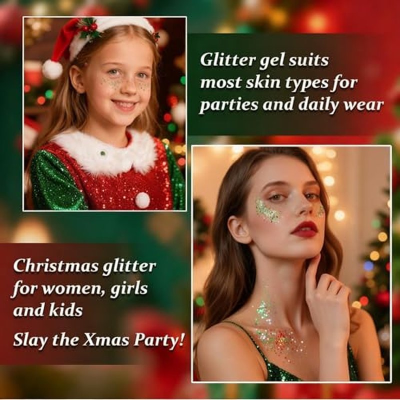 Christmas Glitter Stick - Red, Green & White Face & Body Makeup
