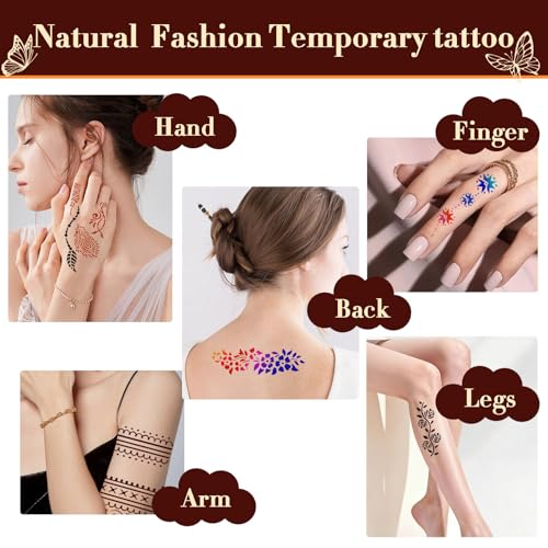 MuseLuxe 14P-10 Colors Temporary Tattoo Kit with 20 Stencil Sheets & Accessories