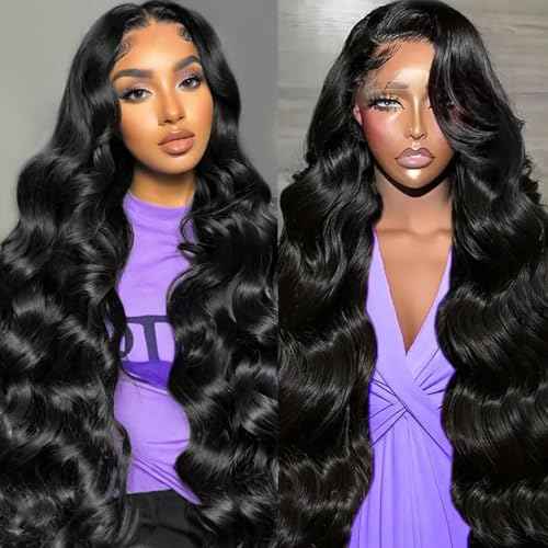 13x6 Body Wave Lace Front Wigs Human Hair Wig 15A Raw 250 Density Indian HD Lace Frontal Human Hair Wigs for Women (26 Inch)
