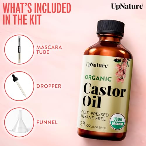 UpNature Organic Castor Oil for Eyelash & Eyebrow Growth, 2oz
