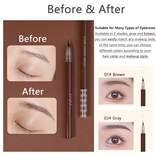 Liquid Eyebrow Pencil Set - Ultra Fine Tip, Waterproof, Gray & Brown