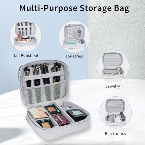 Shiny Puffy Makeup Bag Large Capacity Travel Water-proof Toiletry Bag Drop-proof Digital Product Organizer (Pink, L and M)