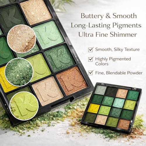 K'APEINE Green Eyeshadow Palette - 16 Matte & Shimmer Shades