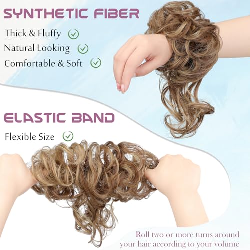 Messy Bun Hair Piece Curly Chignon with Elastic Band