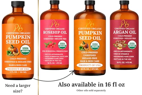 Organic Pumpkin Seed Oil for Hair & Face, 4 Fl Oz