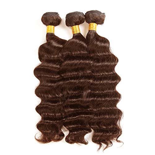 Brown Deep Wave Human Hair Bundles 28 30 32 Inch
