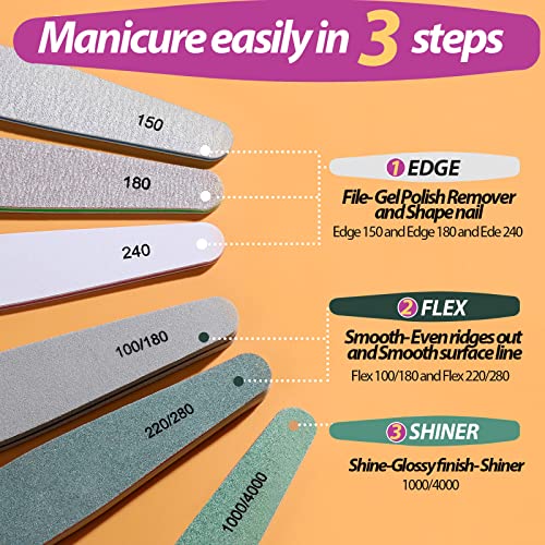 Teenitor 6-Piece Nail File and Buffer Kit for Natural and Acrylic Nails