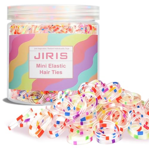 JIRIS Clear Rainbow Dot Mini Rubber Hair Ties - No Damage Elastic Ponytail Holders, 1000pcs