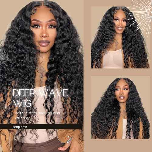 20 Inch Glueless Wigs Human Hair Pre Plucked Pre Cut 5x5 HD Lace Closure Wigs Human Hair Deep Wave Human Hair Wigs For Black Women 180% Density Brazilian Virgin Deep Wave Lace Front Wig