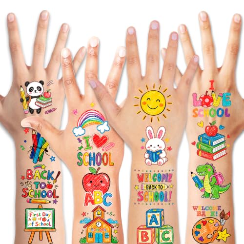 Back to School Temporary Tattoos - 80pcs Doodle Design